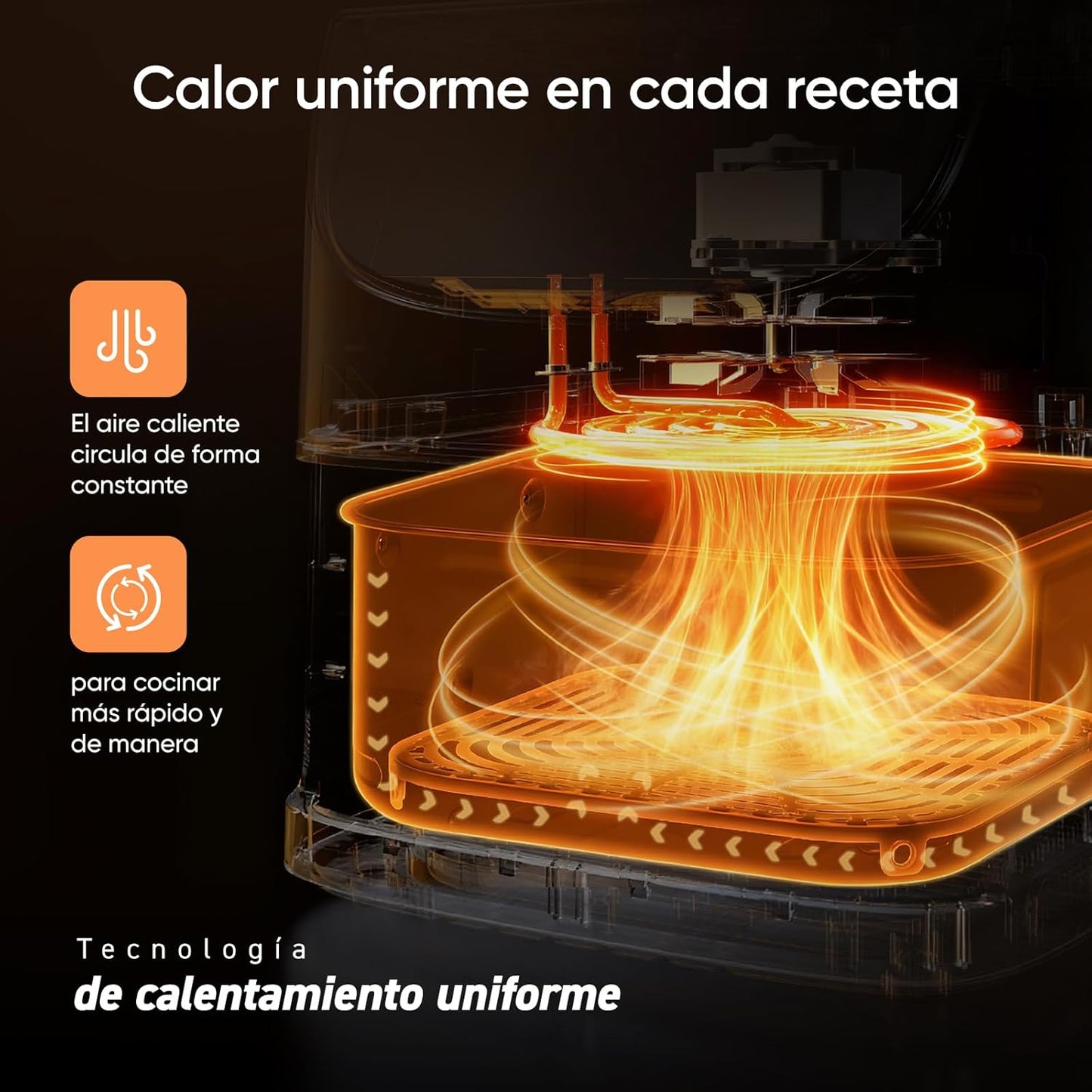 Cosori Fritadeira de Ar 5,5L Interior Metálico Real, Fritadeira de Ar Design Antioxidante, Tecnologia de Aquecimento