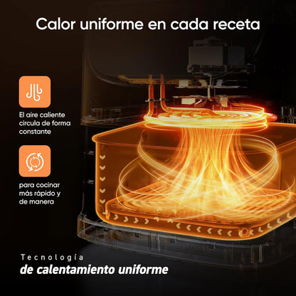 Cosori Fritadeira de Ar 5,5L Interior Metálico Real, Fritadeira de Ar Design Antioxidante, Tecnologia de Aquecimento