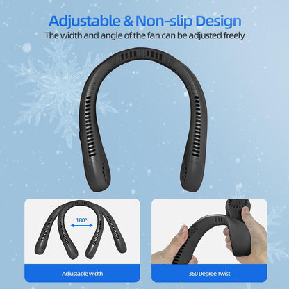 Ventilador de pescoço portátil Jsdoin, ventiladores de pescoço recarregáveis por USB, ventilador suspenso sem lâmina de 5 velocidades, ventiladores de pescoço com fluxo de ar de 360 graus para homens e mulheres recarregáveis (preto)
