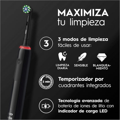 Oral-B Pro 3 3000 Escova de dentes elétrica com 2 cabeças, preta