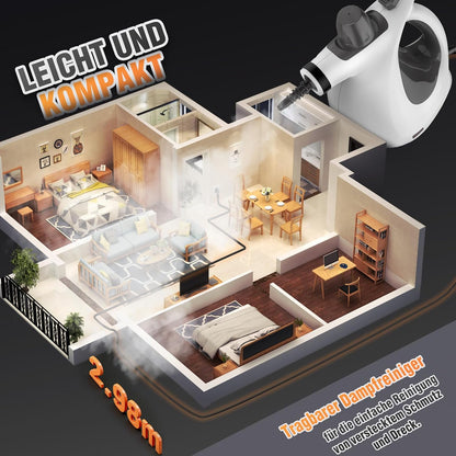 Limpador a vapor portátil, 100% sem químicos, vapor de alta pressão elimina eficazmente poeira, sujidade e gordura, vapor limpeza casa 1050 W 3bar para cozinha, casa de banho, carro, janelas e juntas