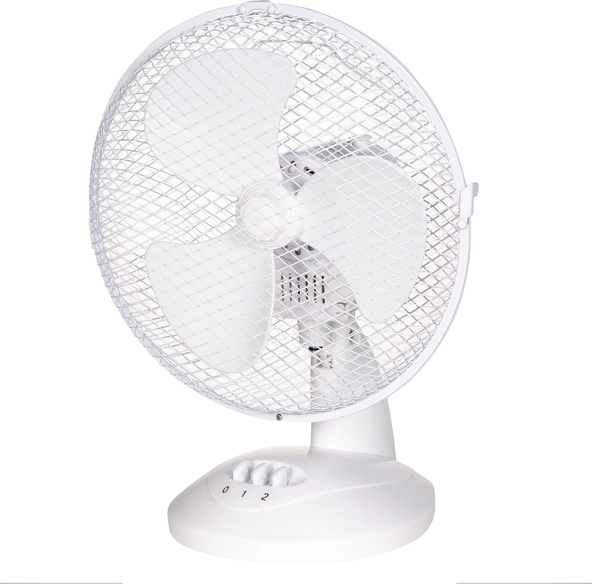 Russell Hobbs Ventoinha portátil de mesa, 23 cm, 2 velocidades, oscilação com ângulo amplo, silencioso, para quarto ou escritório, branco, RHPDF0921