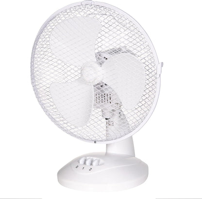 Russell Hobbs Ventoinha portátil de mesa, 23 cm, 2 velocidades, oscilação com ângulo amplo, silencioso, para quarto ou escritório, branco, RHPDF0921