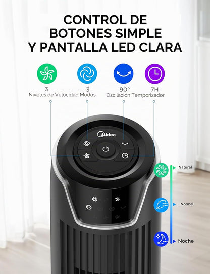 Midea FZ10-17JR - Ventilador de torre silencioso com controlo remoto (92 cm,