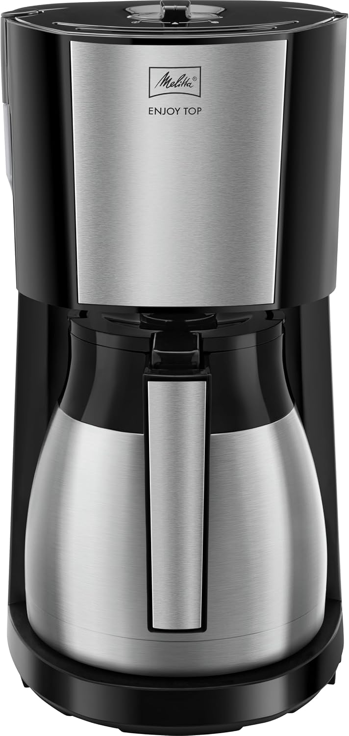 Melitta Enjoy Top Therm, 1017-08 - Cafeteira de gotejamento com jarra térmica e tampa Easy Click, cafeteira de filtro com porta-filtro giratório, máquina de café para até 10 chávenas, 1,25 L, preto