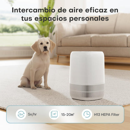 AROEVE Purificador de Ar com Filtro HEPA H13 de 3 Estágios, com um Consumo de Energia de apenas 5W, Silencioso a 22db com Aroma, Combate o Pólen, o Fumo e o Pelo de Animais de Estimação
