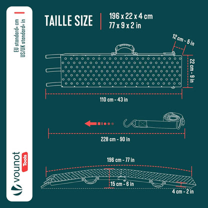 VOUNOT® Rampa de Carga Dobrável 400 kg Máx. de Capacidade, Rampa de Acesso com Trilho