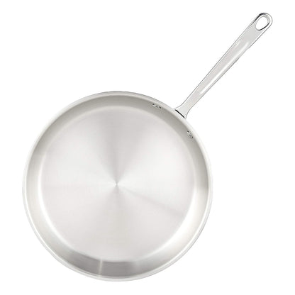 Amazon Basics Frigideira de aço inoxidável com tecnologia Tri Ply de 3 camadas, 30 cm, cabo resistente ao calor, prateado