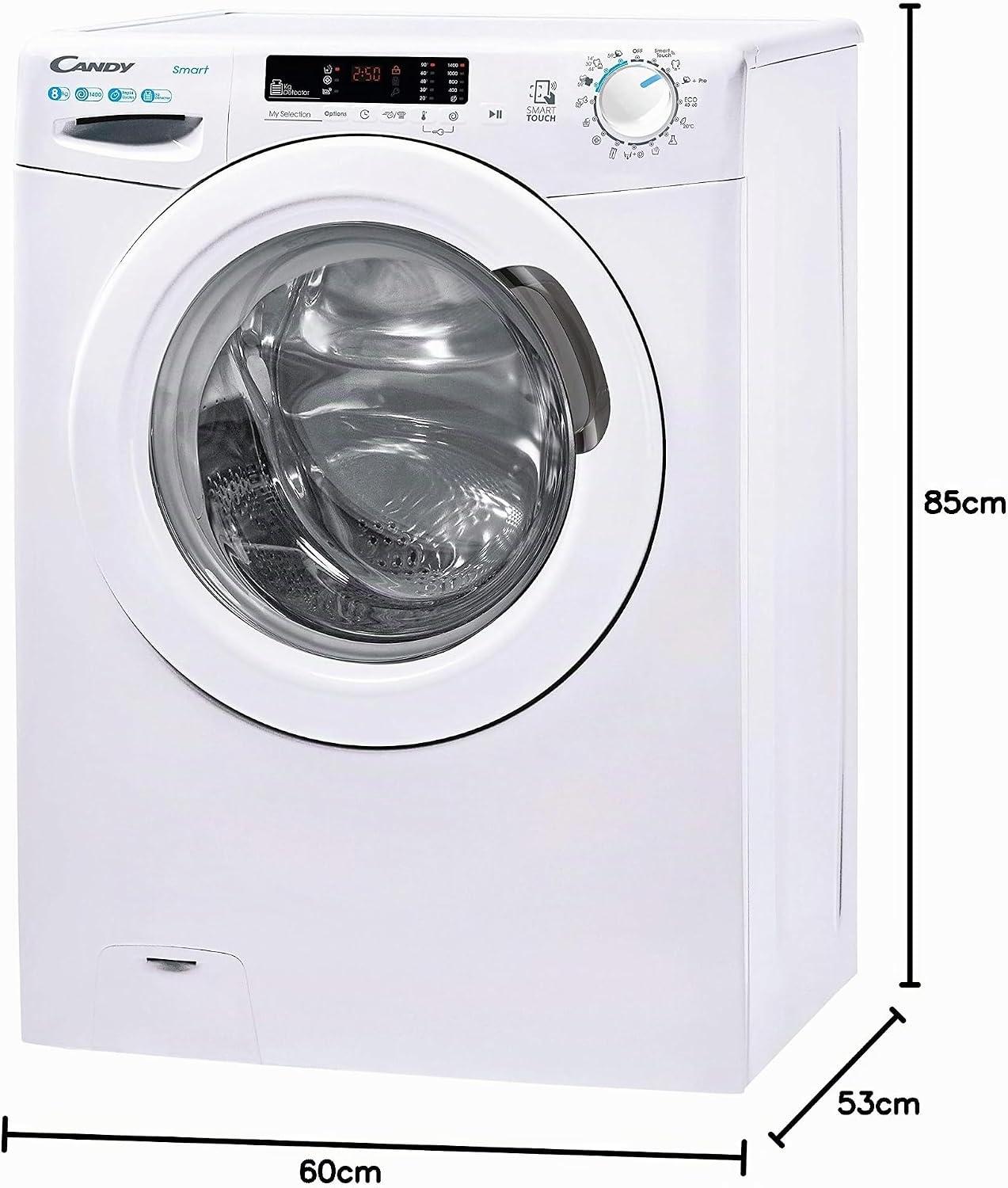 Candy Smart CS 1482DE/1-S, Máquina de lavar 8 KG, 1400 RPM, Tecnologia NFC