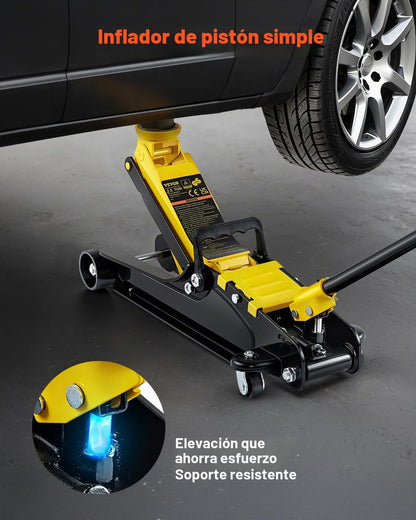 VEVOR Gato de baixo perfil de aço carga máxima de 2,5 T gato hidráulico para carro faixa de elevação 85 - 380 mm