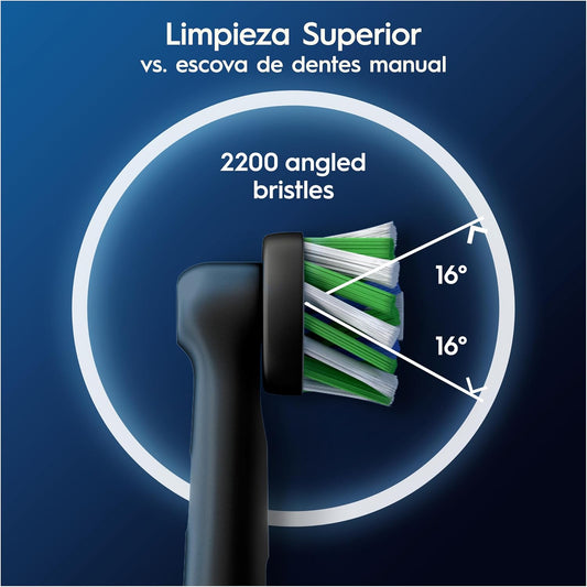 Oral-B Pro CrossAction Cabeças de Substituição ORIGINAIS para Escova de Dentes Elétrica Oral B Pro, Pack de 10 Reposições Com Indicador de Uso, Preto (Tamanho Buzón)