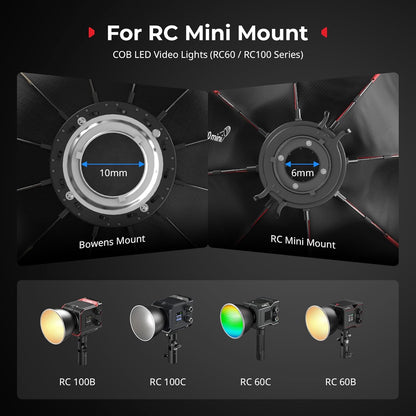 SMALLRIG RA-D60 Softbox Parabólico, Softbox de libertação rápida de 23,6" com bolsa de transporte, compatível com luz de vídeo SMALLRIG RC 60B COB - 4682