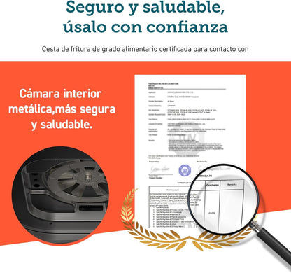 Cosori Fritadeira de Ar 5,5L Interior Metálico Real, Fritadeira de Ar Design Antioxidante, Tecnologia de Aquecimento