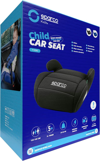 Sparco Elevador infantil de assento de carro preto i-Size para meninos e meninas.