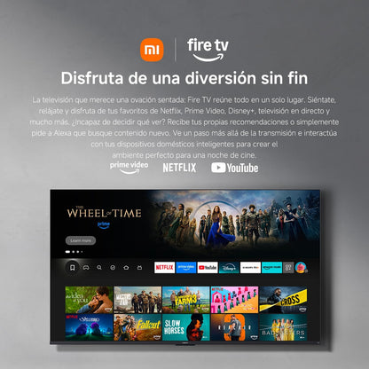 Xiaomi TV F 50, 50 polegadas (127 cm), 4K UHD, Smart TV, Fire OS8 [Classe energética F] Triplo sintonizador DVB-C/S/S2/T/T2, 60 Hz com 120 Hz Game Boost, controlo de voz com Alexa