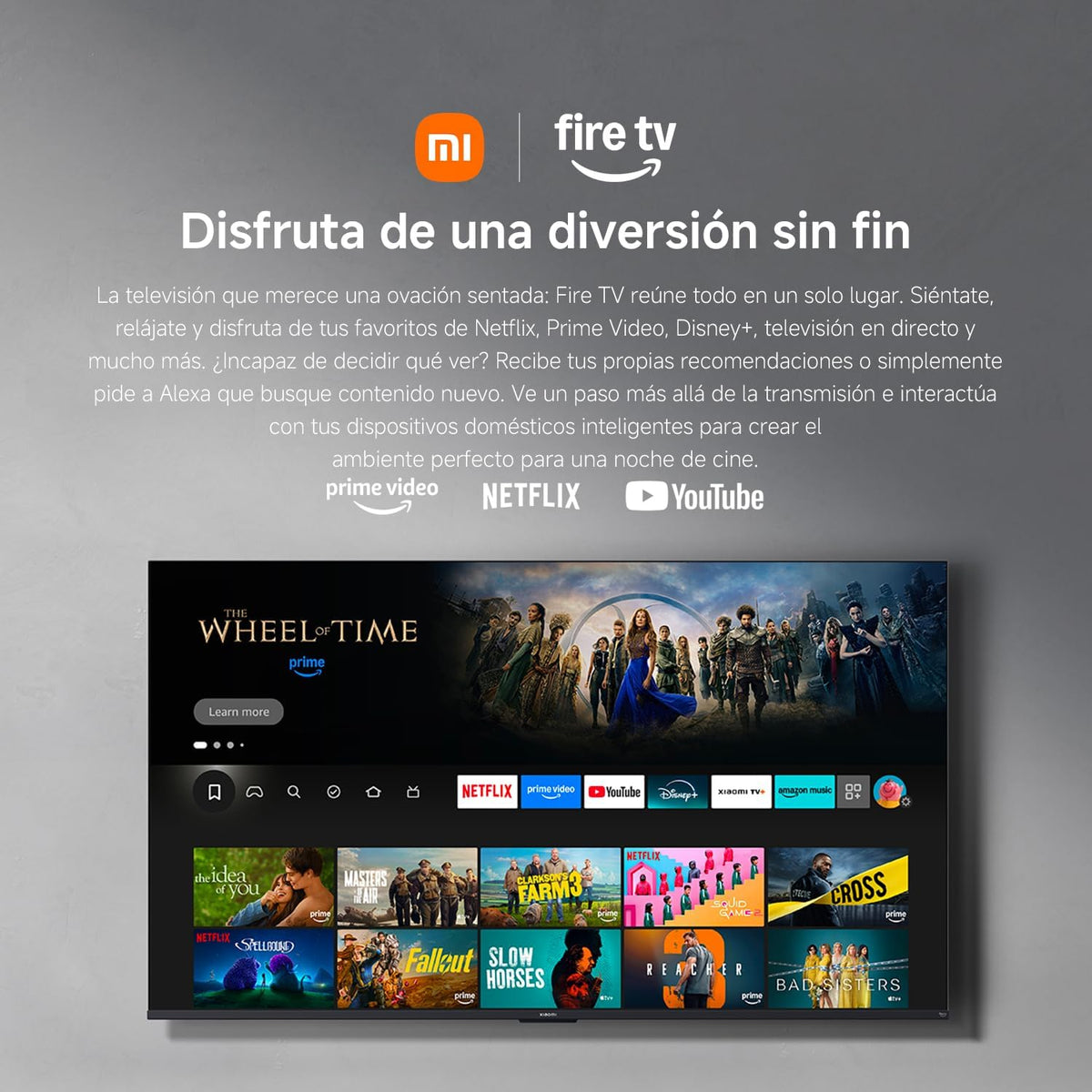 XIAOMI TV F Pro 50 polegadas (127 cm), 4K UHD QLED Smart Fire TV [Classe energética F] Alexa Voice Control, HDR10, Game Boost Mode de 120 Hz, MEMC, 2 GB + 32 GB, compatível com Apple AirPlay