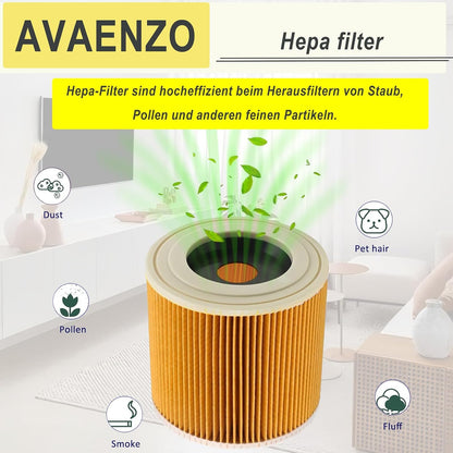 12 Bolsas 6.959-130.0 + 1 Filtro de cartucho 6.414-552.0 para aspiradoras Kärcher WD3 WD3 Premium MV3 SE 4001 SE 4002 WD3.200 Marca: AVAENZO