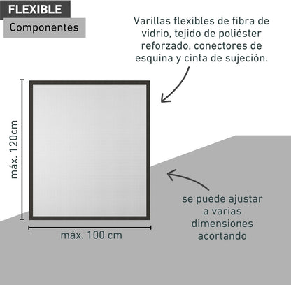 Windhager Mosquiteiro para janela com moldura "Pop-Up Screen", 100 x 120 cm