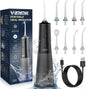rrigador bucal portátil, Vimmk Irrigador dental sem fios profissional 8 boquilhas 5 modos, IPX7 impermeável 300 ml USB-C recarregável para limpeza de dentes, para casa e viagens (preto)