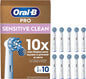 Oral-B Pro Sensitive Clean Cabeças de Reposição ORIGINAIS para Escova de Dentes Elétrica Oral B Pro, Pacote de 10 Reposições, Filamentos Ultramacios, Preto (Tamanho Caixa de Correio)