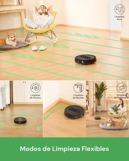 Vactidy Robot aspirador T7, robot aspirador e esfregona com sucção potente, tanque de água, até 120 minutos,