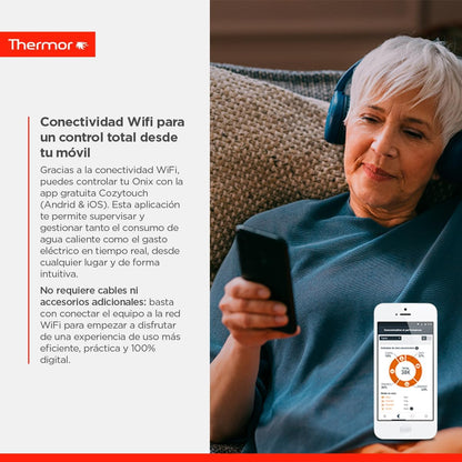 Thermor - Termo elétrico Onix Connect - Aquecedor de água elétrico multiposição de 50 l - 2250/1000 W