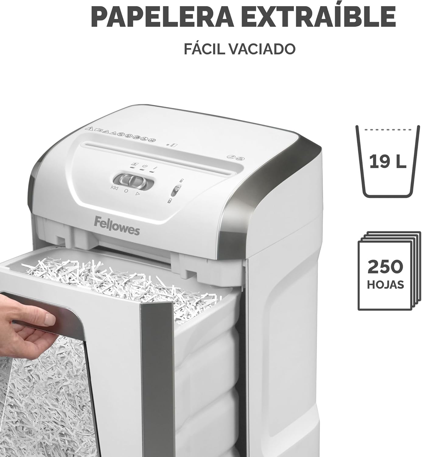 Fellowes FS-12C - Destruidora de Papel, Corte em partículas, destrói até 12 Folhas, destruidora de Papel de Uso Pessoal, Cesto 19L, Nível de Segurança DIN-P4, Exclusivo da Amazon