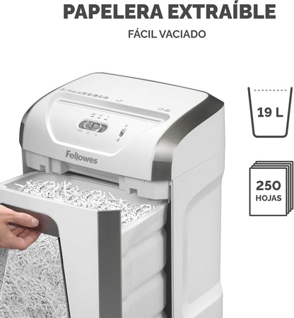 Fellowes FS-12C - Destruidora de Papel, Corte em partículas, destrói até 12 Folhas, destruidora de Papel de Uso Pessoal, Cesto 19L, Nível de Segurança DIN-P4, Exclusivo da Amazon