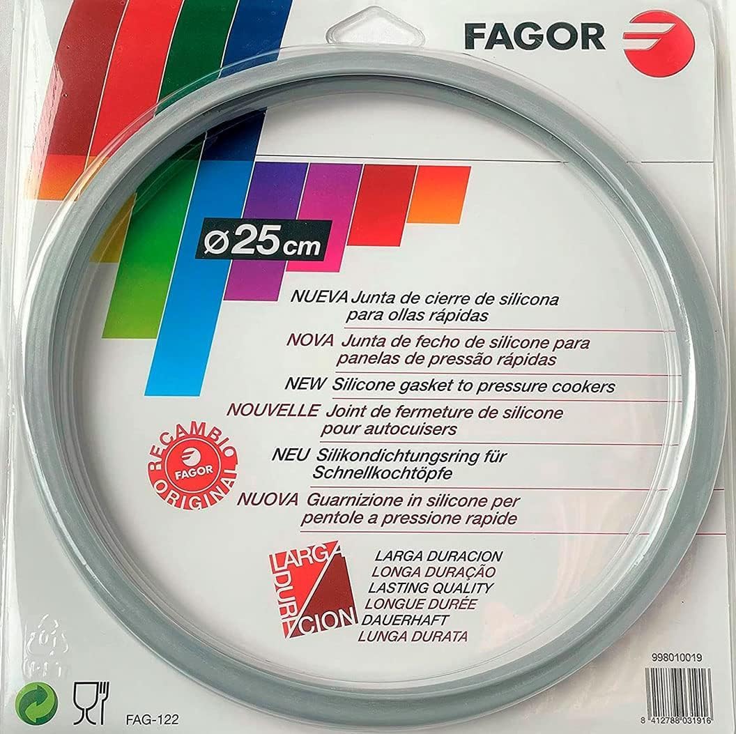 Fagor Substituição de Borracha Panela de Pressão M18804555 Compatível com Panela de Pressão Fagor com Diâmetro Interior de 25 Centímetros | Silicone, Ø25 cm, Cinzento