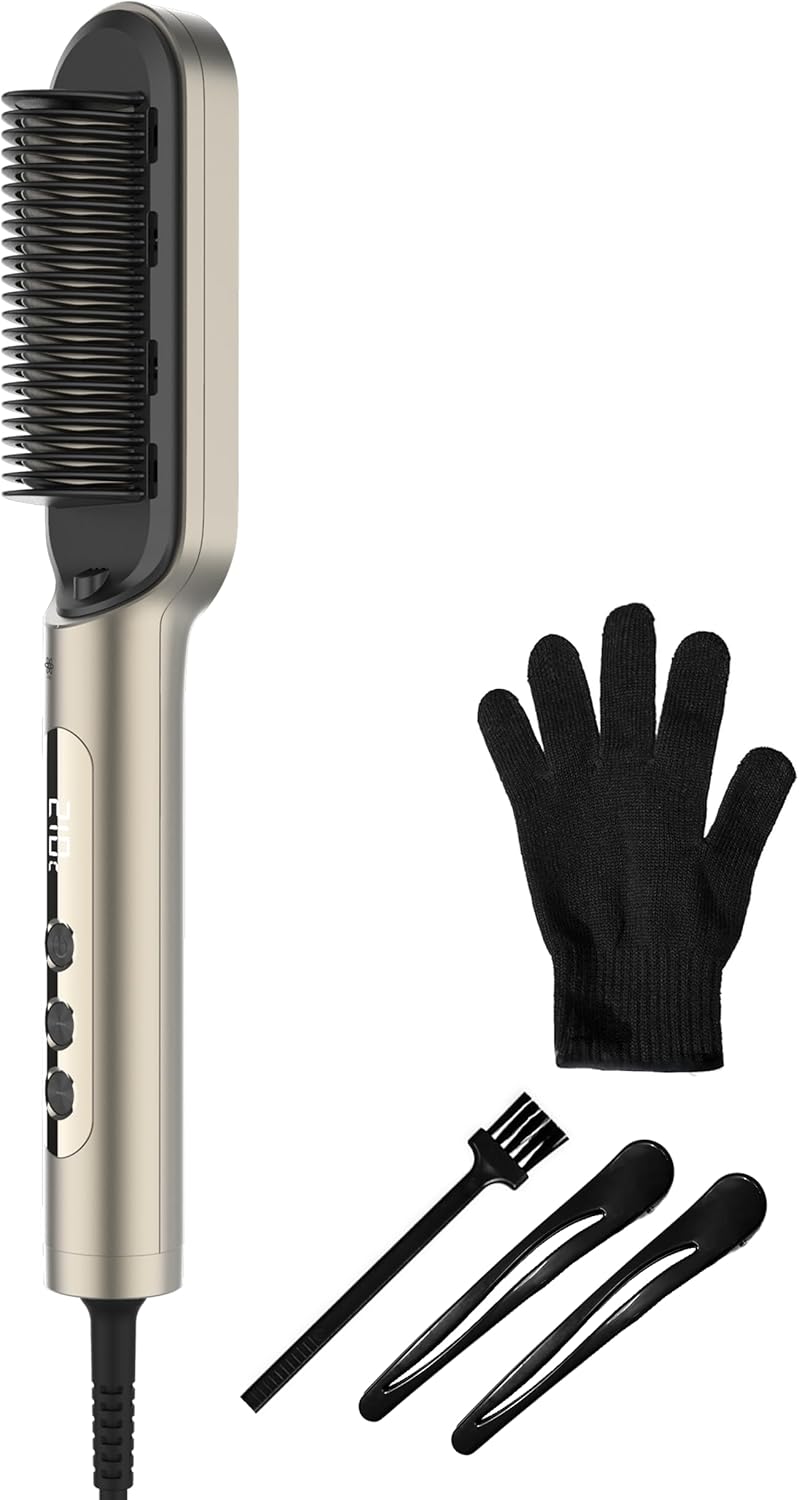 Cecotec Escova de alisamento com tecnologia InstantCare Lisse IonTech. 23 dentes, 9 ajustes de temperatura, revestimento cerâmico, aquecimento em 30 segundos, chips anti-queimaduras, luva e clipes