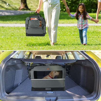 VOUNOT® Transportadora para Cães e Gatos M 60x44x44cm, Bolsa de Transporte Respirável para Animais de Estimação com Bolsos, Alfombrilla Removível, Tira Refletiva, Caixa Dobrável, Portador de Viagem