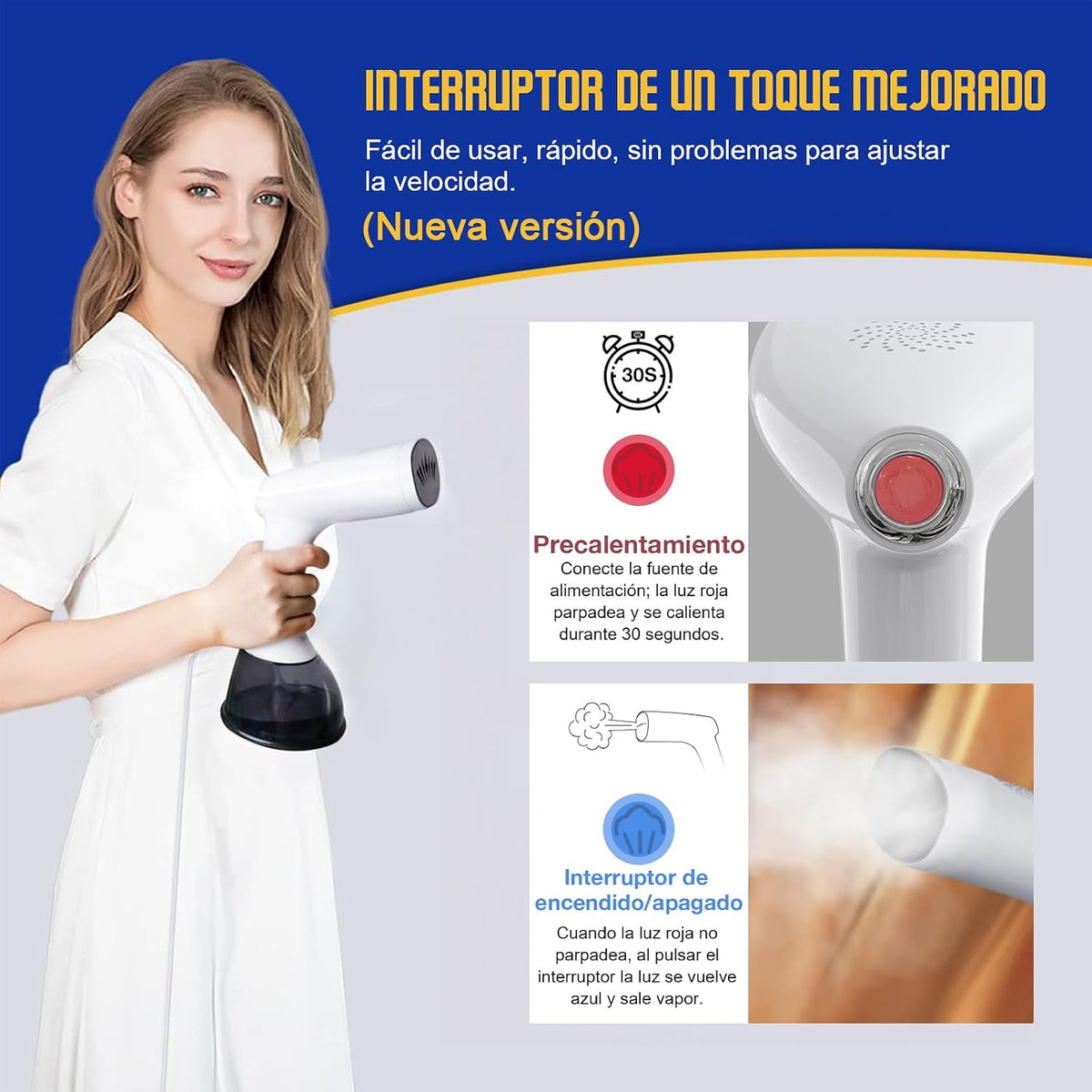 Rolipo Ferro Vertical a Vapor 1640W, 400ML Ferro a Vapor com Escova de Vapor Removedor de Rugas Para o Lar, o Escritório, as Viagens