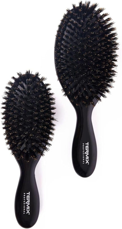 Termix Escova com Cerdas de Javali 100% Naturais, Escova Desembaraçadora sem Puxões, Escova de Cabelo Anti-Puxões, Brilho Natural sem Danificar o Cabelo, 2 Tamanhos