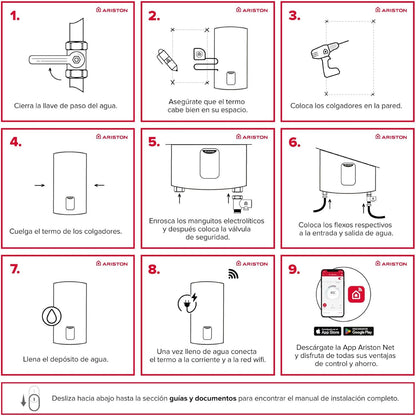 Ariston, Lydos Wifi - Termo elétrico 80 litros vertical, aquecedor de água elétrico com ECO-EVO 47 x 45 x 75,8 cm,