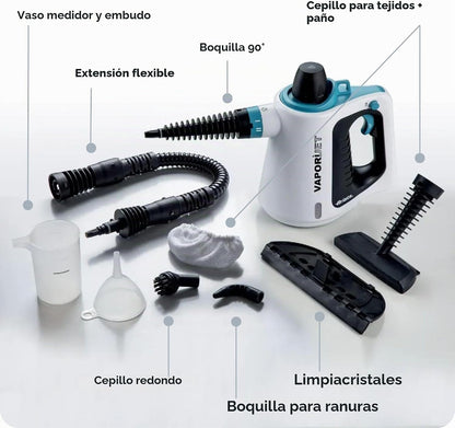 Ariete 4137 - Pistola de vapor, 1.050 W, 3,5 bar, capacidade 0,17 l, tampa de segurança, caldeira em alumínio, 8 acessórios de limpeza, vapor por 8 minutos, aquecimento em 3 minutos, cor branco