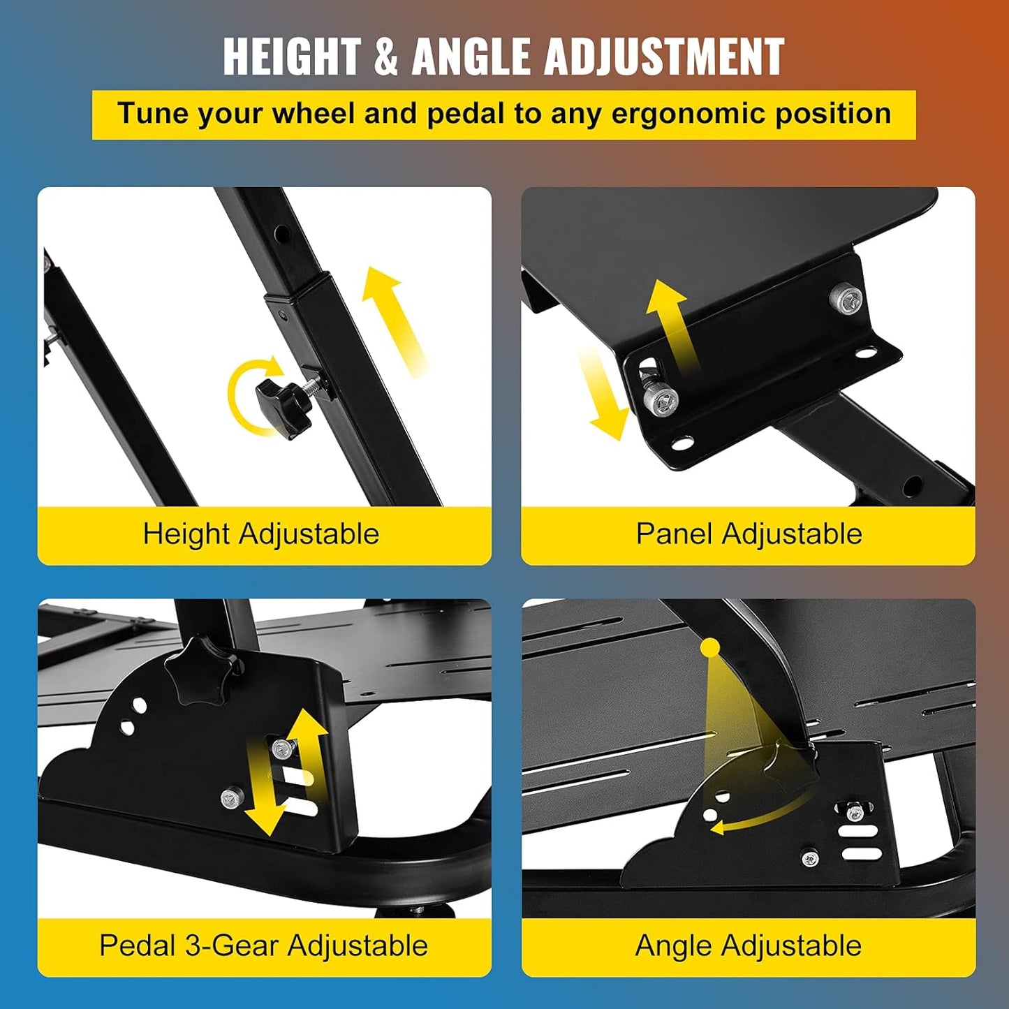 VEVOR Suporte para volante 61 x 45 x 58 - 77 cm, universal dobrável G25 G27 G29 e G920 Wheel Stand Pro, compatível com Logitech [Video Game] preto (YXZG29YXARTZDZ001V0)