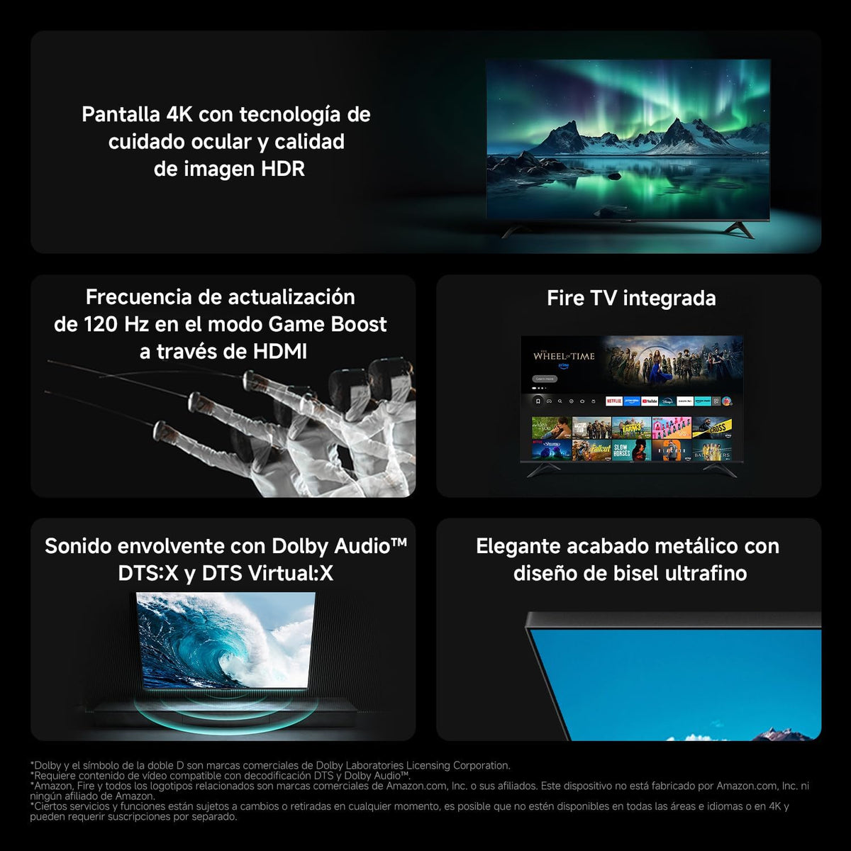 XIAOMI TV F Pro 50 polegadas (127 cm), 4K UHD QLED Smart Fire TV [Classe energética F] Alexa Voice Control, HDR10, Game Boost Mode de 120 Hz, MEMC, 2 GB + 32 GB, compatível com Apple AirPlay