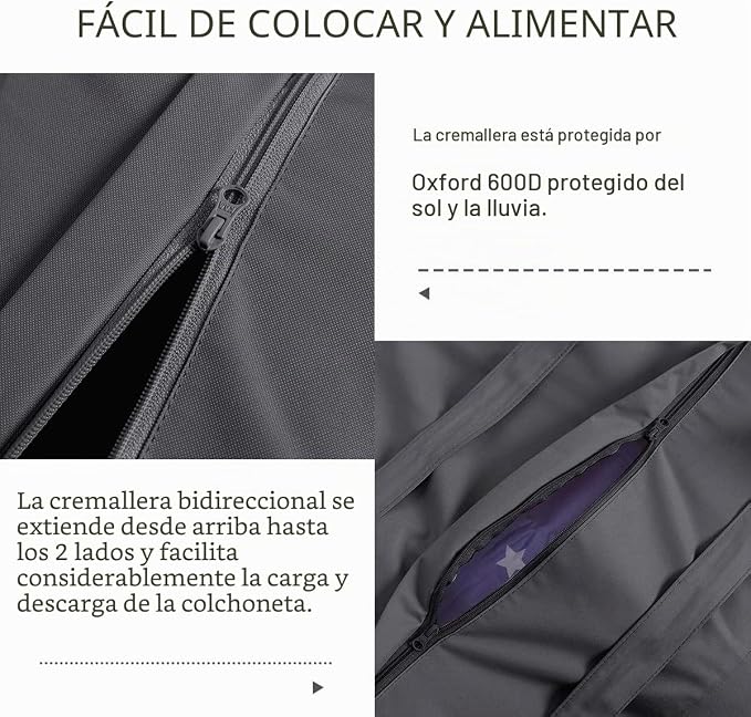 Bolsa de Armazenamento para Almofadas de Móveis de Jardim, Impermeável, Resistente ao Pó, Anti-UV, Tela Oxford 600D, 175x80x65cm, Bolsa para Guarda de Árvore de Natal com Alça e Zíper
