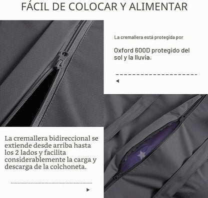 Bolsa de Armazenamento para Almofadas de Móveis de Jardim, Impermeável, Resistente ao Pó, Anti-UV, Tela Oxford 600D, 175x80x65cm, Bolsa para Guarda de Árvore de Natal com Alça e Zíper