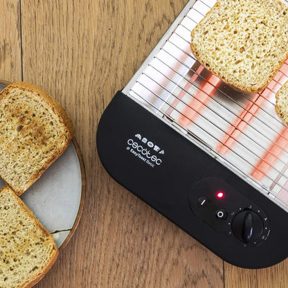 Cecotec Torradeira plana horizontal Turbo Easytoast Basic. Potência de 900 W com 6 níveis, 3 resistências de quartzo, bandeja de recolha de migalhas e oco recolhível, indicador luminoso, 31 x 35 cm