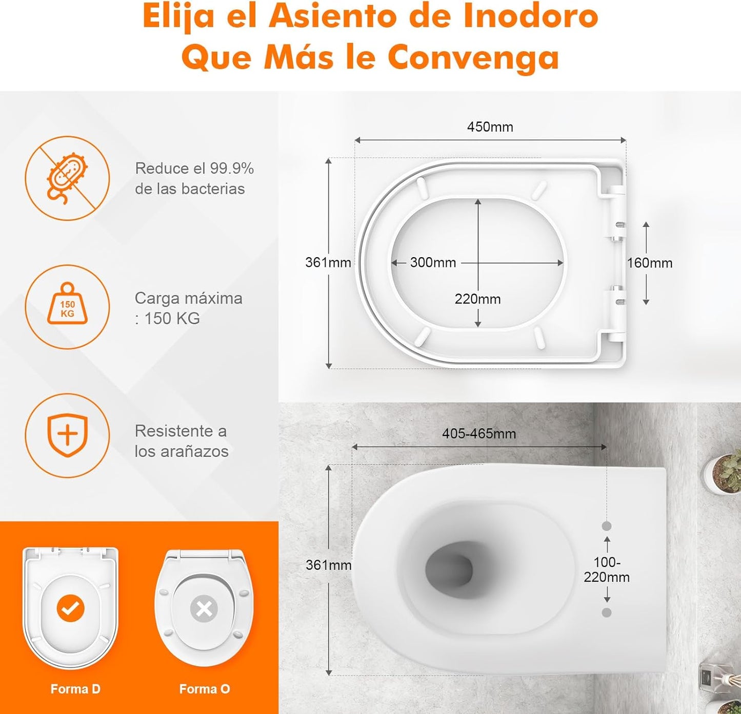 Ibergrif M41001 Tampa wc, assento sanitário macio em forma de D com libertação rápida para facilitar a limpeza, branco