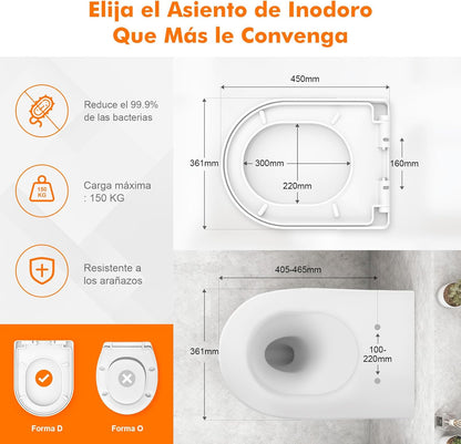 Ibergrif M41001 Tampa wc, assento sanitário macio em forma de D com libertação rápida para facilitar a limpeza, branco