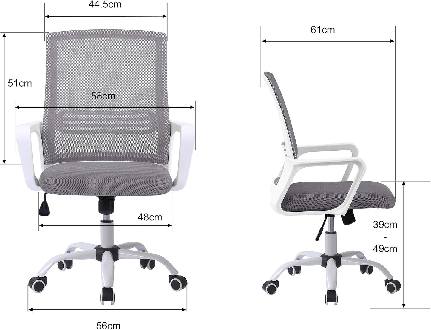Cadeira de escritório ergonómica com altura regulável, com função de balanço