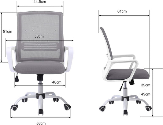 Cadeira de escritório ergonómica com altura regulável, com função de balanço