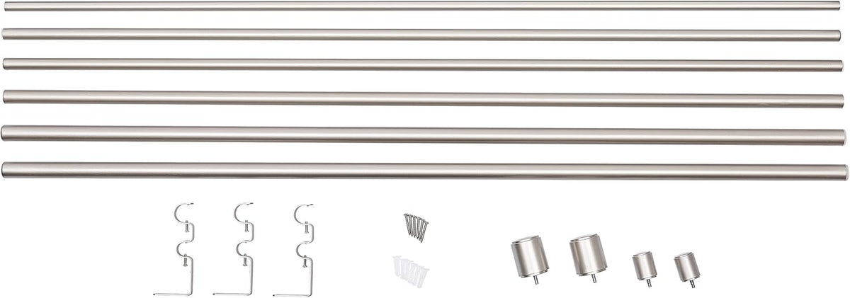 Amazon Basics Barra de cortina dupla extensível com remates de capuz, diâmetro de 19 mm, de 183 a 366 cm, cor níquel