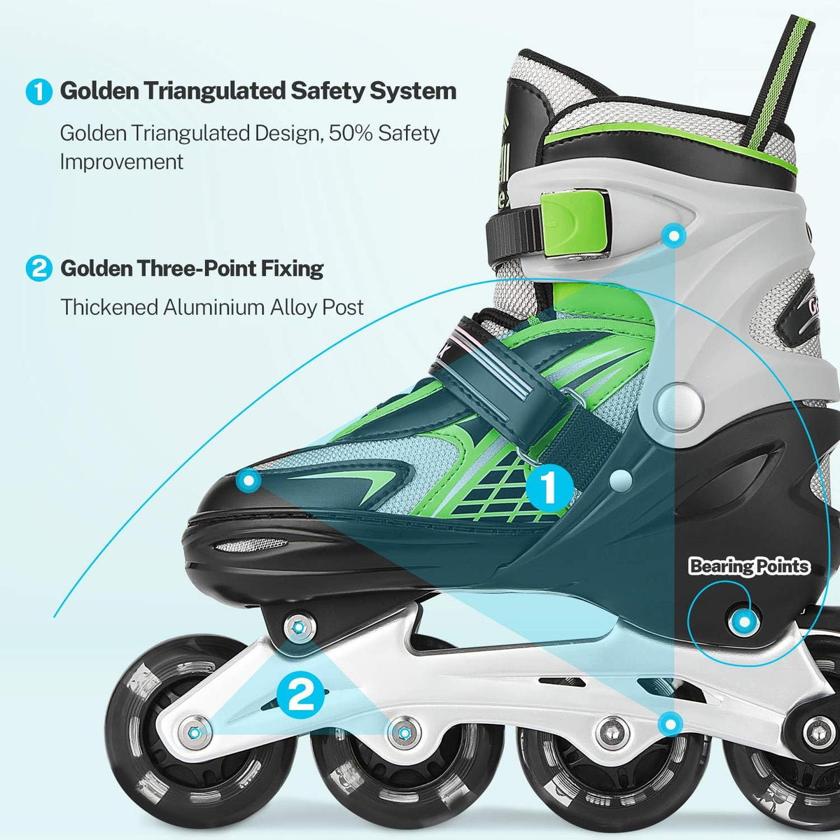 Gonex Patins em linha para meninas, meninos, crianças, lâminas giratórias 4 tamanhos ajustáveis em 1, moldura de alumínio, rolamentos ABEC-7, rodas de poliuretano de 64 mm, crianças, adolescentes