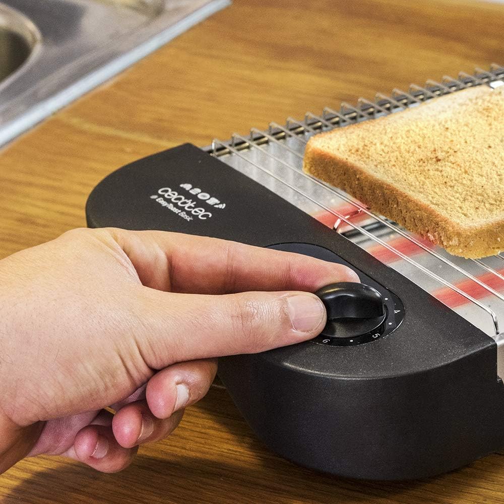 Cecotec Torradeira plana horizontal Turbo Easytoast Basic. Potência de 900 W com 6 níveis, 3 resistências de quartzo, bandeja de recolha de migalhas e oco recolhível, indicador luminoso, 31 x 35 cm