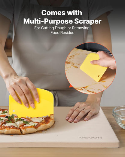 VEVOR Pedra para assar pizza 406 x 355 mm, retangular de cordierite, placa grande com raspador, 1,5 cm de espessura,