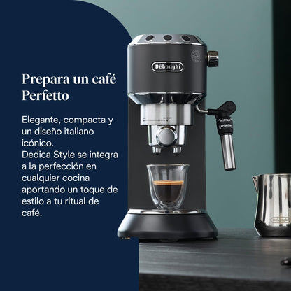 De'Longhi Dedica - Máquina de café com bomba de aço inoxidável para café moído ou monodose