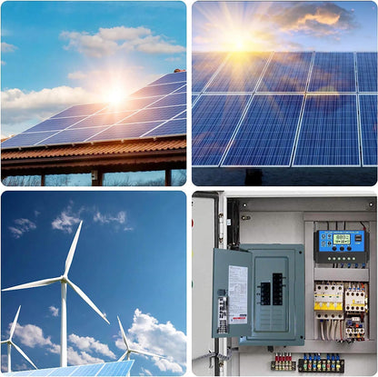 Controlador de carregamento solar PWM de 30A [Atualizado], regulador de placa solar de 12V/24V com ecrã LCD ajustável, porta USB dupla, configuração do temporizador, parâmetro automático